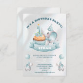 ベビーゾウ1歳 招待状 (正面/裏面)