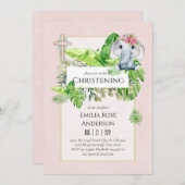 ベビーゾウ《キリスト教》洗礼式や命名式招待状forガールズジャングル 招待状 (正面/裏面)