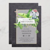 ベビーゾウ《キリスト教》洗礼式や命名式招待状forガールズジャングル 招待状 (正面/裏面)