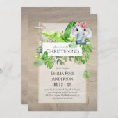 ベビーゾウ《キリスト教》洗礼式や命名式招待状forガールズジャングル 招待状 (正面/裏面)