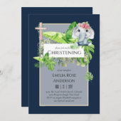 ベビーゾウ《キリスト教》洗礼式や命名式招待状forガールズジャングル 招待状 (正面/裏面)