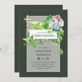 ベビーゾウ《キリスト教》洗礼式や命名式招待状forガールズジャングル 招待状 (正面/裏面)