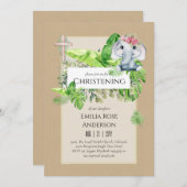 ベビーゾウ《キリスト教》洗礼式や命名式招待状forガールズジャングル 招待状 (正面/裏面)