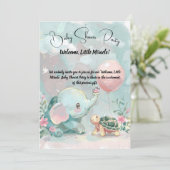 ベビーゾウ&タートルベビーシャワー招待状 招待状 (スタンド正面)