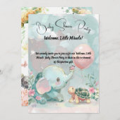 ベビーゾウ&タートルベビーシャワー招待状 招待状 (正面/裏面)