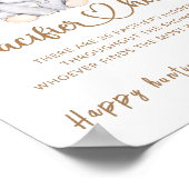 ベビーゾウ&フラワーウォーター色ベビーシャワー ポスター (角)