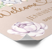 ベビーゾウ&フラワーベビーシャワーウェルカム ポスター (角)