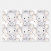 ベビーゾウ&フラワーラッピング紙シート ラッピングペーパーシート (正面)