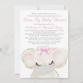 ベビーゾウ、ベビーシャワーでマスクを駆動 招待状 (正面)