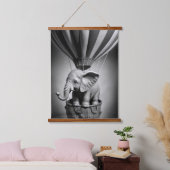 ベビーゾウ(熱気球) 吊り下げ型タペストリー (寝室)