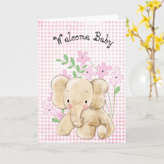 ベビーゾウ（花） カード (黄色い花)