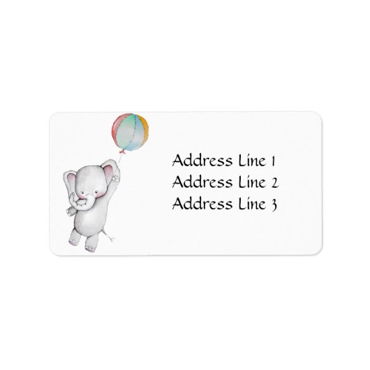 ベビーゾウ(風船住所 シール) ラベル (正面)