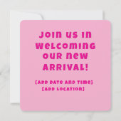 ベビータイガーかわいいベビーリビールガールピンク 招待状 (裏面)