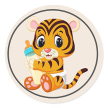 ベビータイガーとボトルとフレーム付おむつ