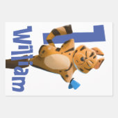 ベビータイガープレイドファースト誕生日カスタム ラッピングペーパーシート (正面)