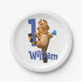 ベビータイガープレイドファースト誕生日クラシック ペーパープレート (正面)