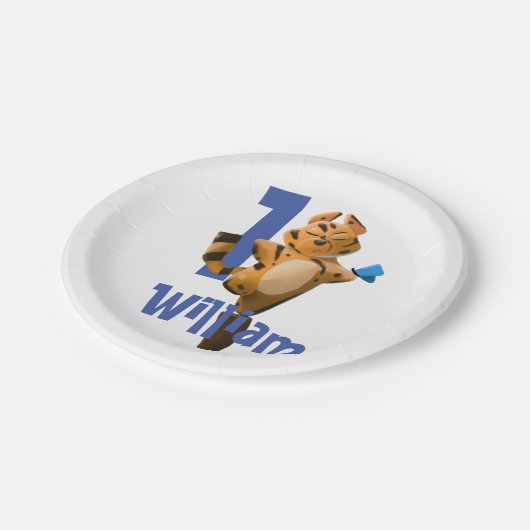 ベビータイガープレイドファースト誕生日クラシック ペーパープレート (アングル)