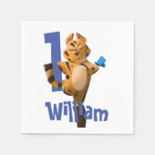 ベビータイガープレイドファースト誕生日 スタンダードカクテルナプキン (正面)