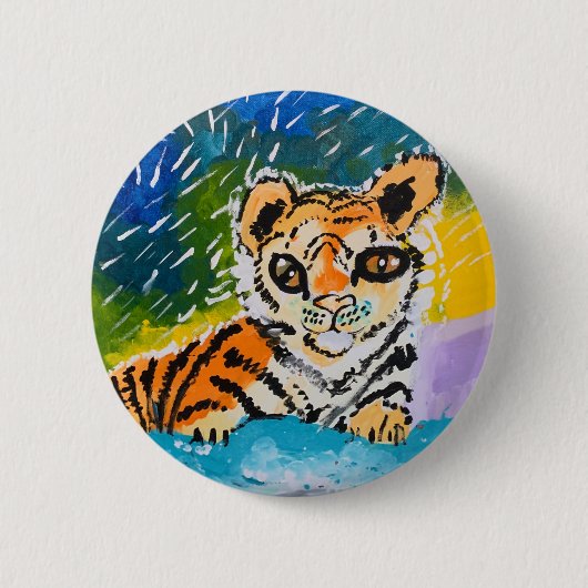 ベビータイガー「Art by Kids」 缶バッジ (正面)