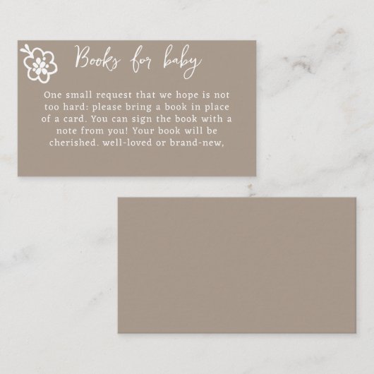 ベビータンブラウン春赤ちゃんシャワー用の本 エンクロージャーカード (正面/裏面)