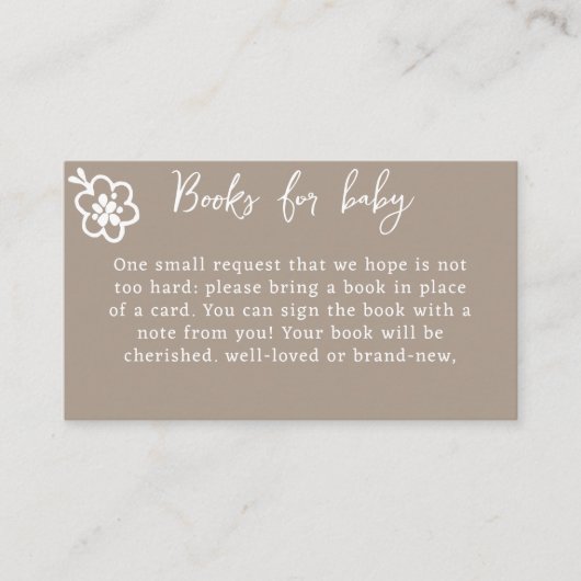 ベビータンブラウン春赤ちゃんシャワー用の本 エンクロージャーカード (正面)