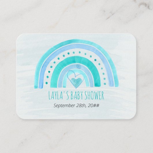 ベビーターコイズレインボーベビーシャワー用の本 エンクロージャーカード (裏面)