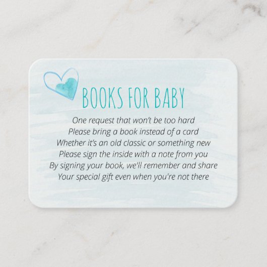 ベビーターコイズレインボーベビーシャワー用の本 エンクロージャーカード (正面)