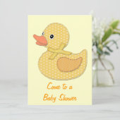 ベビーダックアップリケ来黄色、赤ん坊用シャワー 招待状 (スタンド正面)