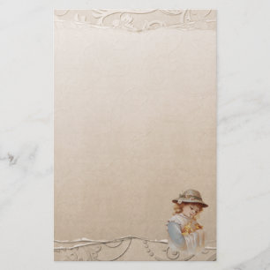 ベビーダックス文房具を持つ女の子 便箋