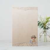 ベビーダックス文房具を持つ女の子 便箋 (スタンド正面)