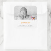 ベビーダックフォトガール誕生の告知シール スクエアシール (バッグ)