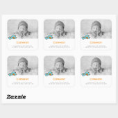 ベビーダック写真少年の誕生の告知シール スクエアシール (シート)