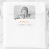 ベビーダック写真少年の誕生の告知シール スクエアシール (バッグ)