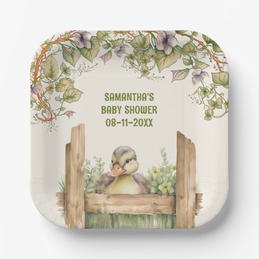 ベビーダック赤ちゃんシャワー ペーパープレート (正面)