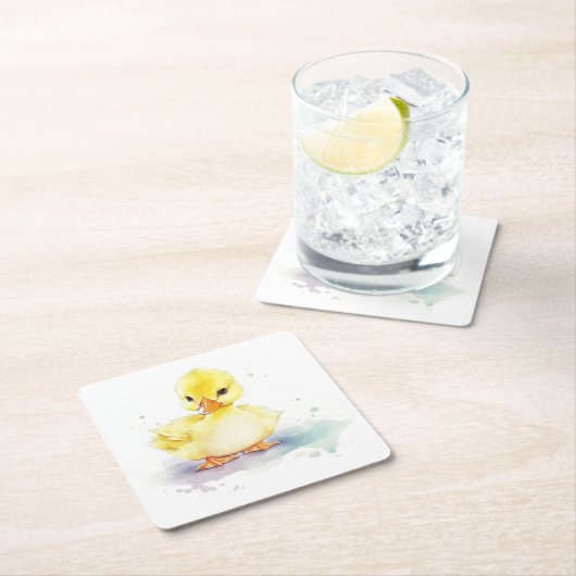 ベビーダック2水カラー紙コースター スクエアペーパーコースター (インサイチュ)