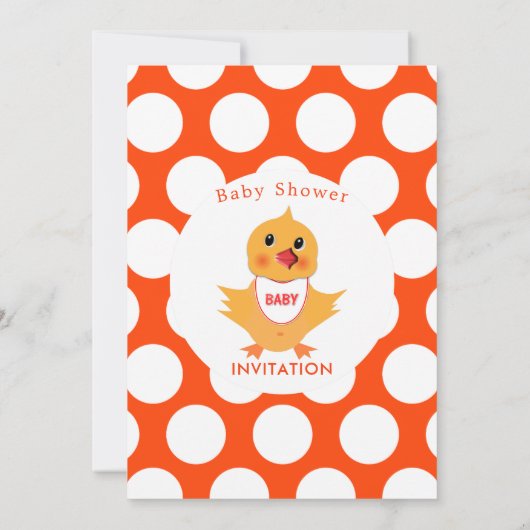 ベビーチキンイエローシックかわいい赤ちゃんシャワー 招待状 (裏面)