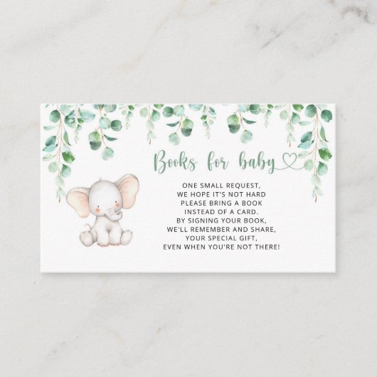 ベビーチケットエンクロージャカード用のゾウ エンクロージャーカード (正面)