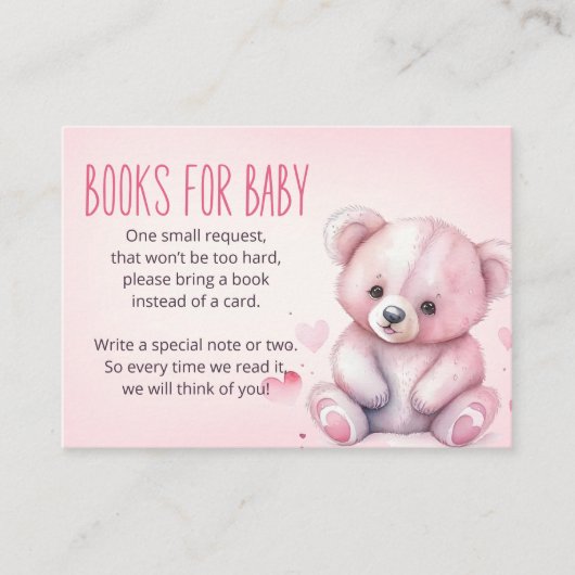 ベビーチケット用の小さな甘いクマの本 エンクロージャーカード (正面)