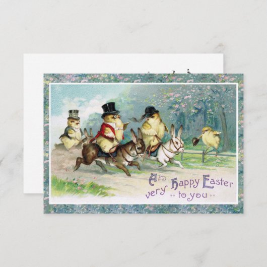 ベビーチックスはイースター・モルンの英語の狩りに 招待状 (正面/裏面)