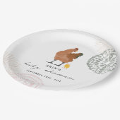 ベビーチックピンクボウチキンガールベビーシャワー ペーパープレート (アングル)