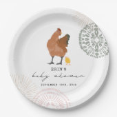 ベビーチックピンクボウチキンガールベビーシャワー ペーパープレート (正面)