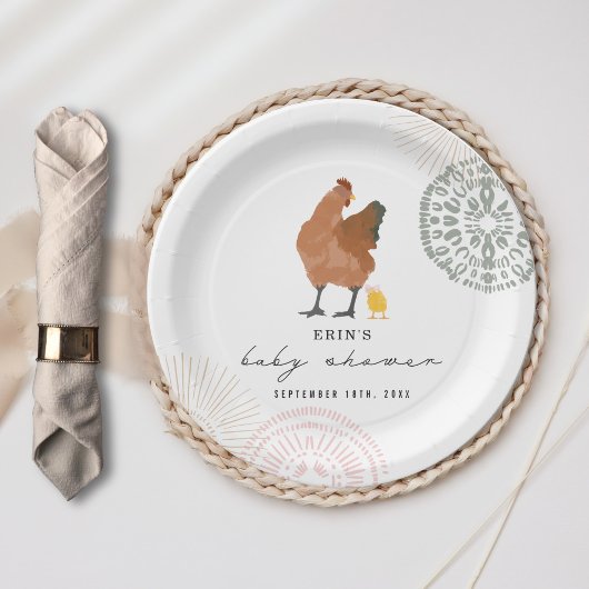 ベビーチックピンクボウチキンガールベビーシャワー ペーパープレート