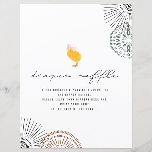 ベビーチックピンクボウベイビーシャワーおむつラッフルピード (正面)