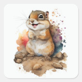 ベビーチプムンクウッドランドアニマルアートシール スクエアシール (正面)