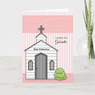 ベビーチャペルと女の子のためのピンクの献身 カード