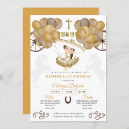 ベビーチャラ金ゴールドバルーズメキシコのバプテスマ 招待状