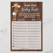 ベビーチューンオウムカウボーイシャワーゲームカードに名前を付ける チラシ (正面)