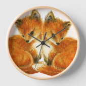 ベビーツインキツネ 壁時計 (正面)
