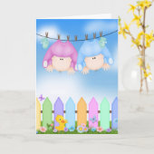 ベビーツインズおめでとう カード (黄色い花)