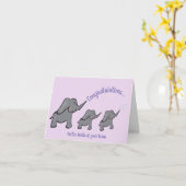 ベビーツインズゾウおめでとう紫 カード (黄色い花)